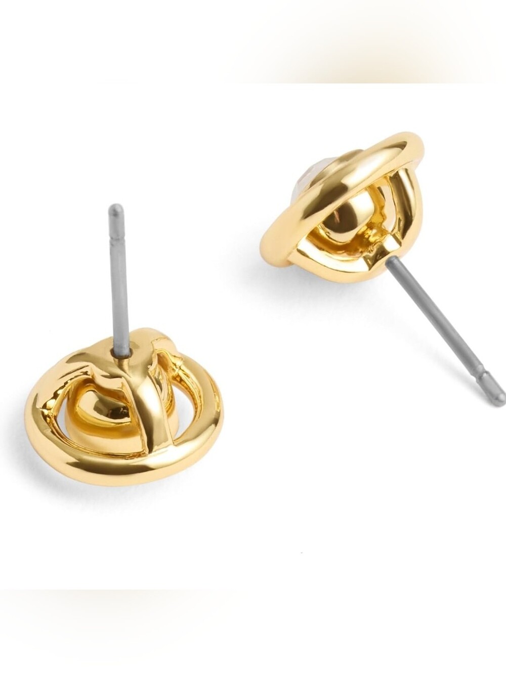 Coach Gold-Tone Stud Earrings with Clear Crystal Centers and Dust Bag - Picture 4 of 7